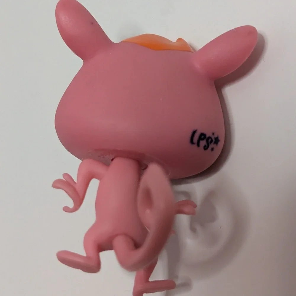 Vtg LPS Littlest Pet Shop Pink Lemur #2847 Orange Mohawk Tie Blue Eyes‎ Figure